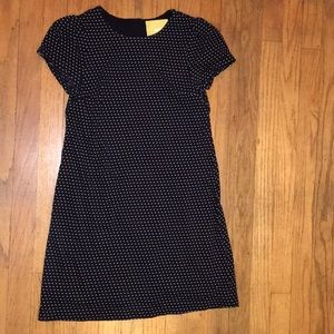 Maeve Black T-shirt dress with white polka dots.